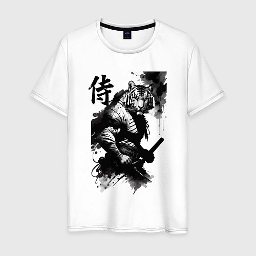 Мужская футболка Tiger samurai - hieroglyph - art / Белый – фото 1