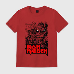 Футболка хлопковая мужская Iron Maiden eyes, цвет: красный