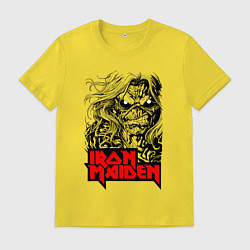 Футболка хлопковая мужская Iron Maiden eyes, цвет: желтый