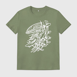 Футболка хлопковая мужская Белый осётр, цвет: авокадо