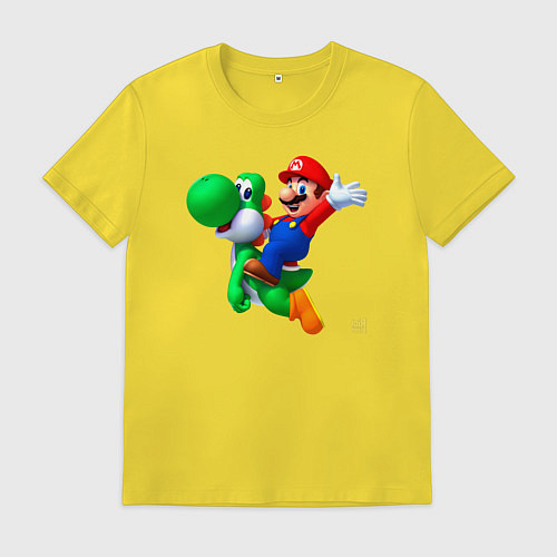 Мужская футболка Марио на Йоши / Желтый – фото 1