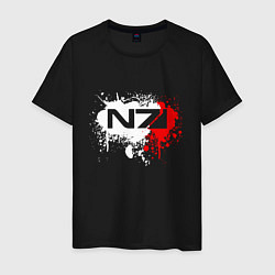 Футболка хлопковая мужская Mass Effect N7 - shooter - logo, цвет: черный