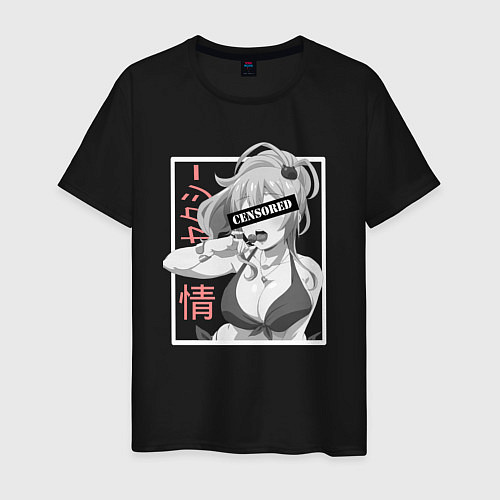 Мужская футболка Девушка аниме и чупа-чупс / Черный – фото 1