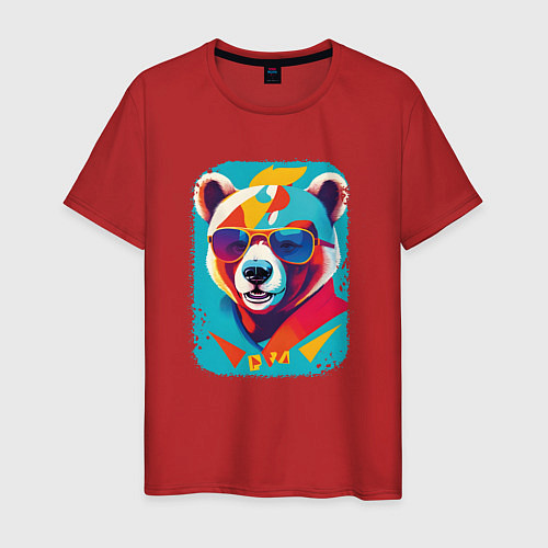 Мужская футболка Pop-Art Panda / Красный – фото 1