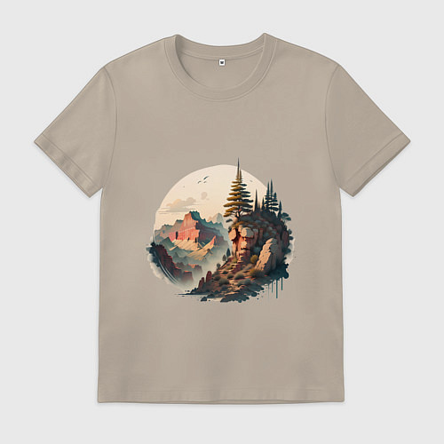 Мужская футболка Горы в стиле моротай / Миндальный – фото 1