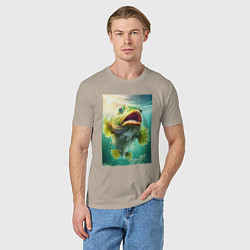 Футболка хлопковая мужская Большой карп, цвет: миндальный — фото 2