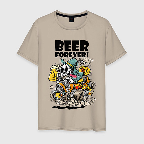 Мужская футболка Beer forever - motto / Миндальный – фото 1