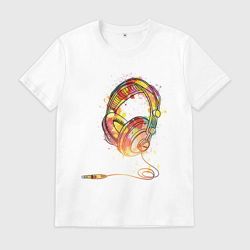 Мужская футболка Наушники проводные / Белый – фото 1