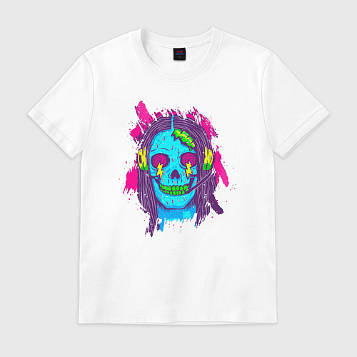 Мужская футболка Blue skull / Белый – фото 1