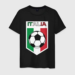 Футболка хлопковая мужская Футбол Италии, цвет: черный