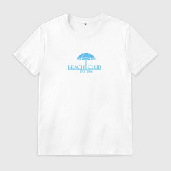 Футболка хлопковая мужская Пляжный клуб, цвет: белый