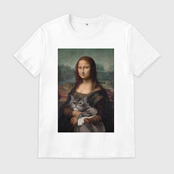 Мужская футболка Мона Лиза с котиком