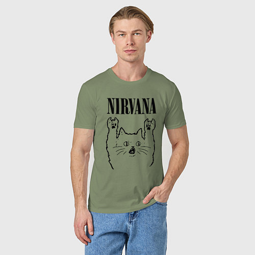 Мужская футболка Nirvana - rock cat / Авокадо – фото 3