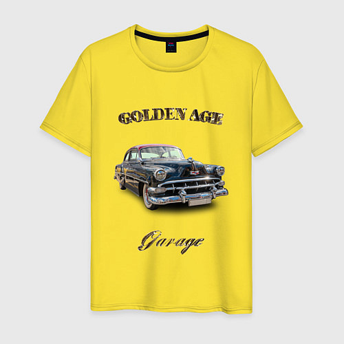 Мужская футболка Классический автомобиль Chevrolet 210 / Желтый – фото 1