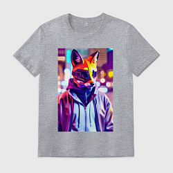 Футболка хлопковая мужская Cyber fox - neon - city, цвет: меланж