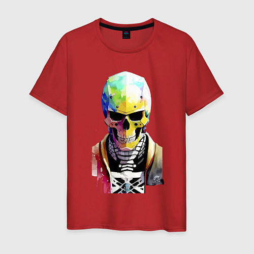 Мужская футболка Skull - cyberpunk - watercolor / Красный – фото 1