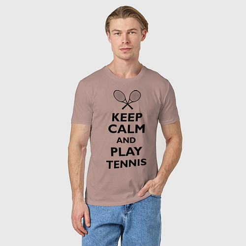 Мужская футболка Keep Calm & Play tennis / Пыльно-розовый – фото 3