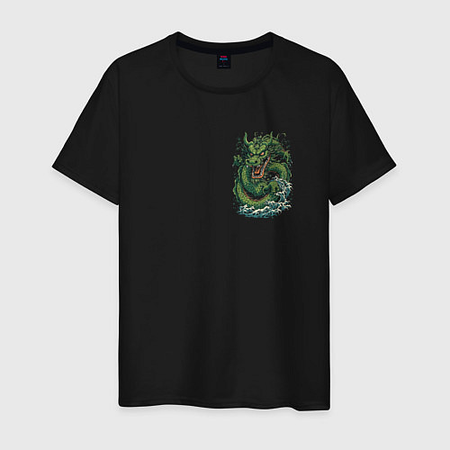 Мужская футболка Зеленый китайский дракон: арт нейросети / Черный – фото 1
