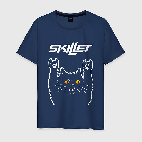 Мужская футболка Skillet rock cat / Тёмно-синий – фото 1