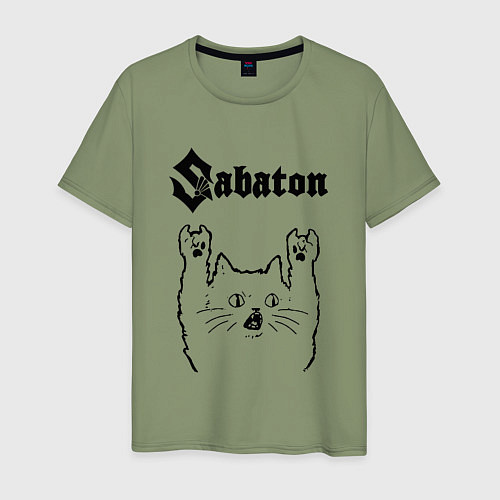 Мужская футболка Sabaton - rock cat / Авокадо – фото 1