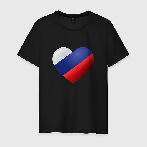 Мужская футболка Флаг России в сердце / Черный – фото 1