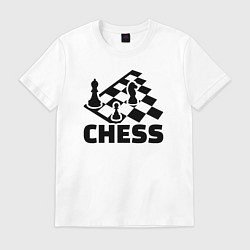 Футболка хлопковая мужская Chess game, цвет: белый