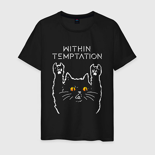 Мужская футболка Within Temptation rock cat / Черный – фото 1