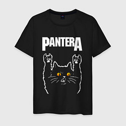 Футболка хлопковая мужская Pantera rock cat, цвет: черный