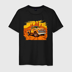 Футболка хлопковая мужская Шевроле грузовик, цвет: черный