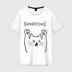 Футболка хлопковая мужская Evanescence - rock cat, цвет: белый