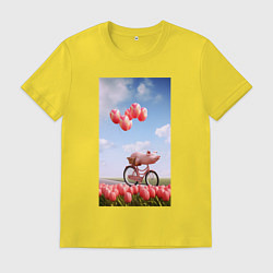 Мужская футболка Поросенок на велосипеде