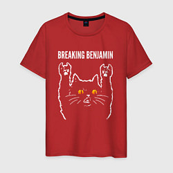 Футболка хлопковая мужская Breaking Benjamin rock cat, цвет: красный