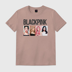 Футболка хлопковая мужская Корейская поп-группа Blackpink, анимационный стиль, цвет: пыльно-розовый