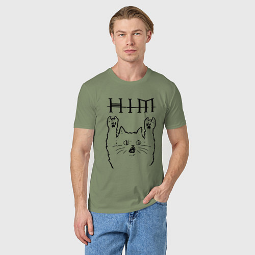Мужская футболка HIM - rock cat / Авокадо – фото 3