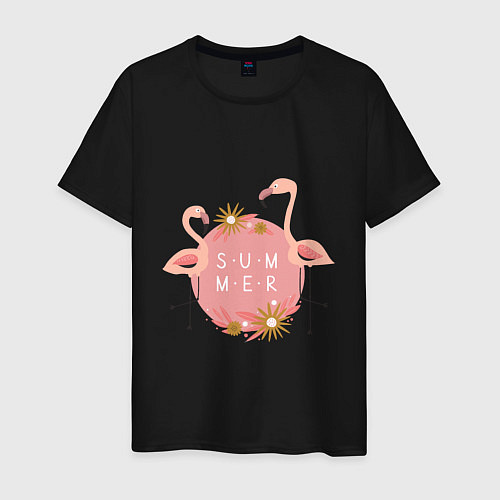 Мужская футболка Два розовых фламинго / Черный – фото 1