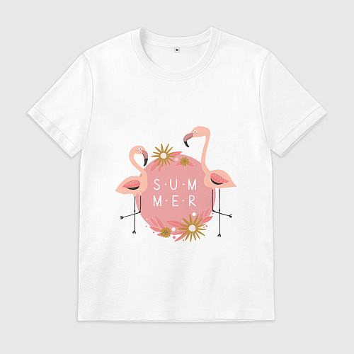 Мужская футболка Два розовых фламинго / Белый – фото 1