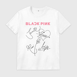 Футболка хлопковая мужская Blackpink автограф, цвет: белый