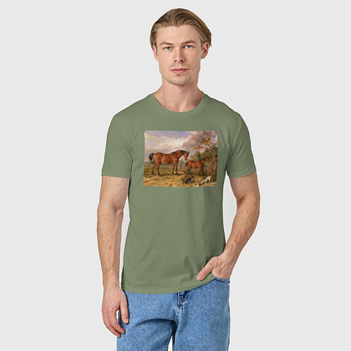 Мужская футболка Две лошади и две собаки / Авокадо – фото 3