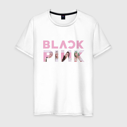 Мужская футболка Blackpink logo Jisoo Lisa Jennie Rose / Белый – фото 1