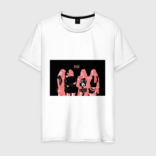 Мужская футболка Группа BLACKPINK в ярко-розовых тонах / Белый – фото 1