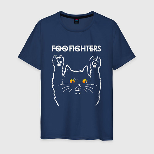 Мужская футболка Foo Fighters rock cat / Тёмно-синий – фото 1