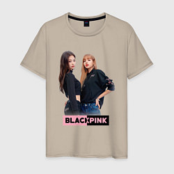 Футболка хлопковая мужская Blackpink kpop, цвет: миндальный