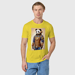 Футболка хлопковая мужская Cool panda - steampunk - neural network, цвет: желтый — фото 2