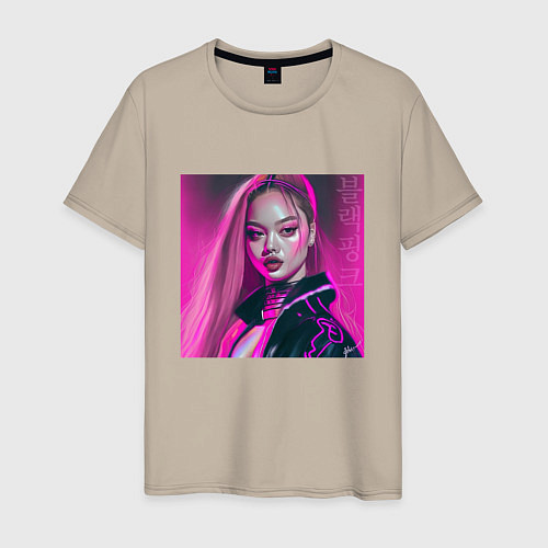 Мужская футболка Blackpink Lisa аниме рисунок / Миндальный – фото 1