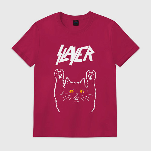 Мужская футболка Slayer rock cat / Маджента – фото 1