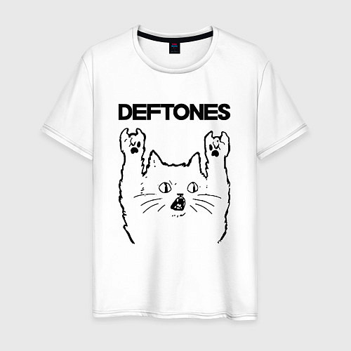 Мужская футболка Deftones - rock cat / Белый – фото 1