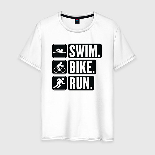 Мужская футболка Swim bike run / Белый – фото 1