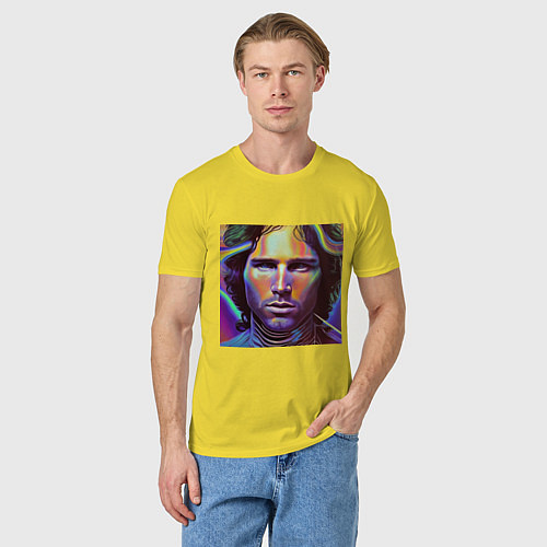 Мужская футболка Jim Morrison neon portrait art / Желтый – фото 3