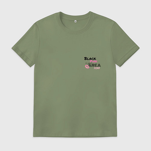 Мужская футболка Поцелуйчик Блэк Пинк in you area - мини / Авокадо – фото 1