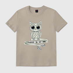 Мужская футболка Серебряная сова на кольце